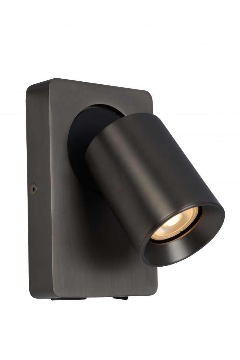 NIGEL Wall spotlight 1xGU10/5W + USB Black Steel