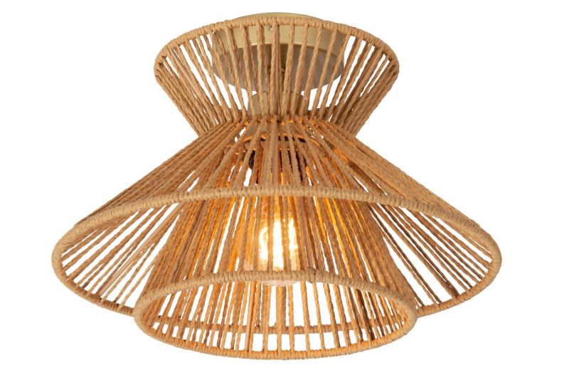 Lucide TASMAN - Flush ceiling light - D32 cm - 1xE27 - Light wood