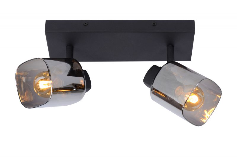 ALION Ceiling spot light 2x E14 Black/Smoke Glass