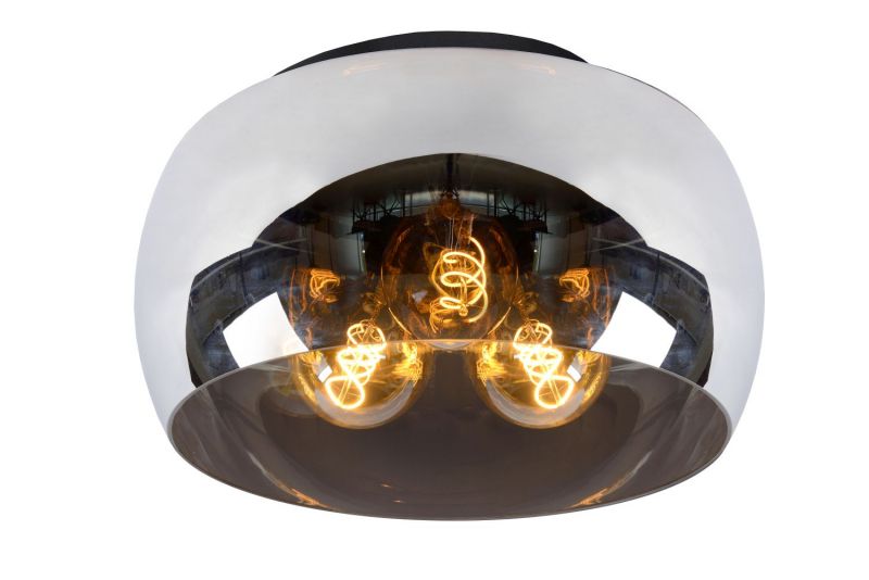 Lucide OLIVIA - Flush ceiling light - D40 cm - 3xE27 - Smoke Grey