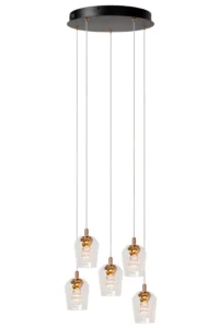 Lucide BERLIANE - Zu00e1vesnu00e9 svetlo - u00d8 34 cm - LED tlmenu00e9 - 5x4W 2700K - S vymeniteu013enu00fdm LED modulom - Transparant | Essential