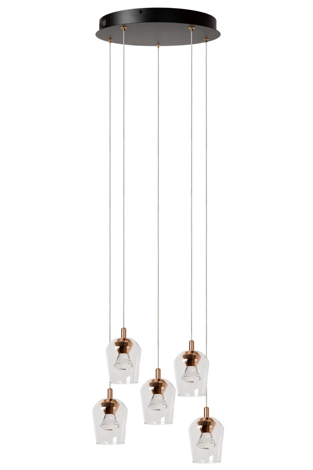 Lucide BERLIANE - Zu00e1vesnu00e9 svetlo - u00d8 34 cm - LED tlmenu00e9 - 5x4W 2700K - S vymeniteu013enu00fdm LED modulom - Transparant | Essential