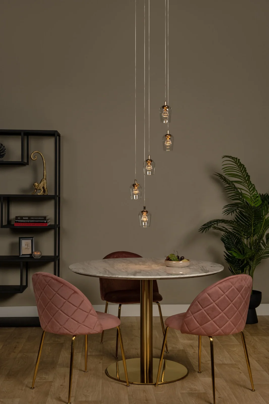 Lucide BERLIANE - Zu00e1vesnu00e9 svetlo - u00d8 34 cm - LED tlmenu00e9 - 5x4W 2700K - S vymeniteu013enu00fdm LED modulom - Transparant | Essential