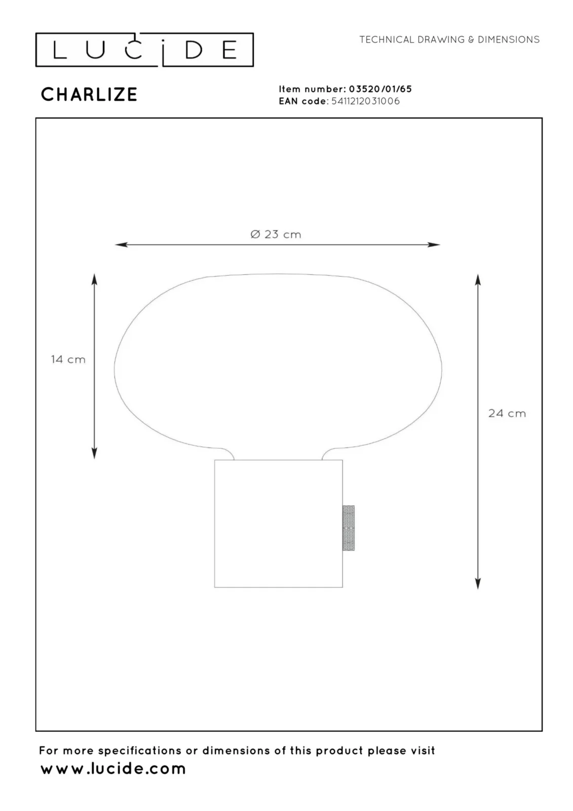 Lucide CHARLIZE - Stolnu00e1 lampa - u00d8 23 cm - 1xE27 - u010dierna