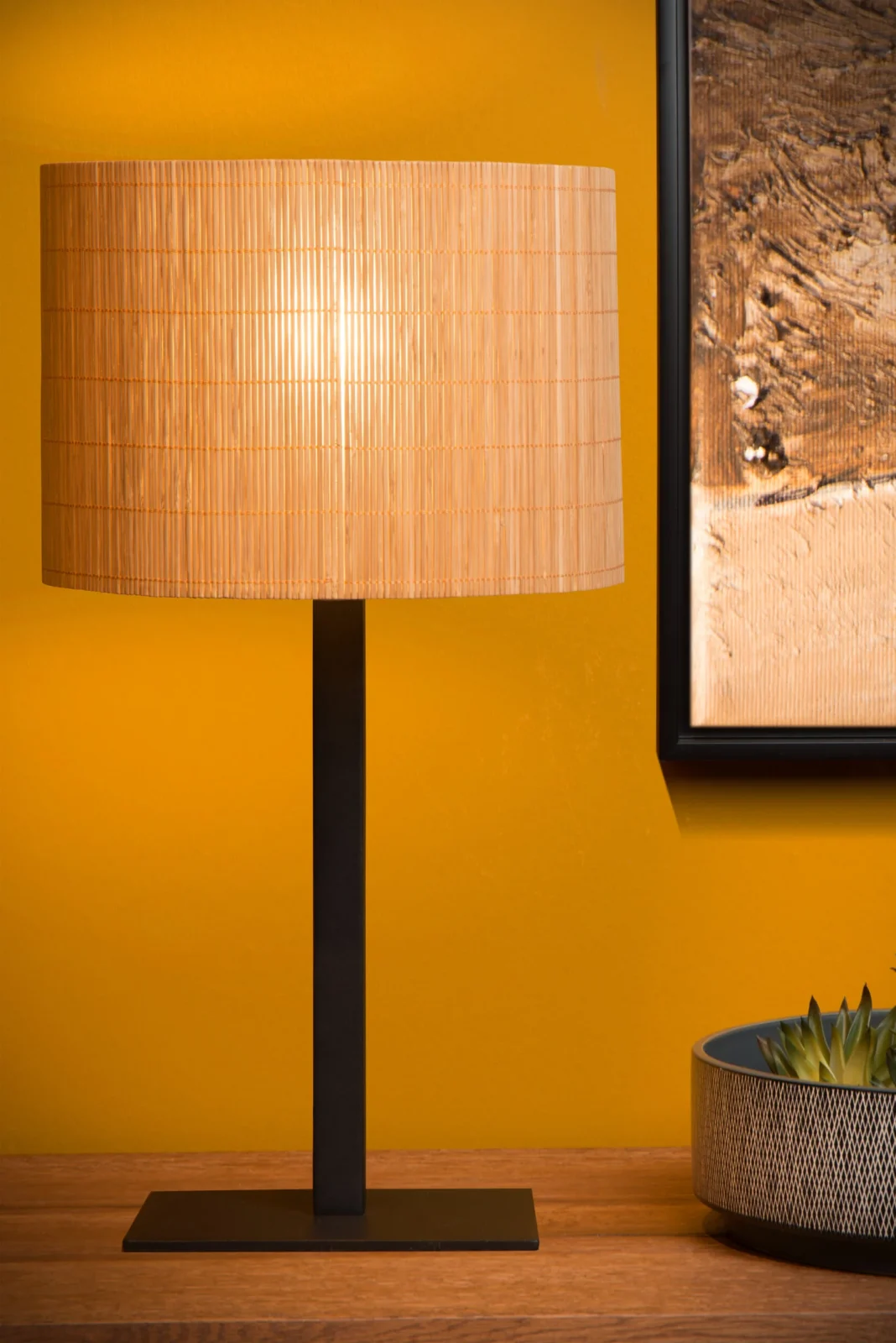 Lucide MAGIUS - Stolnu00e1 lampa - u00d8 28 cm - 1xE27 - Prirodzenu00e1
