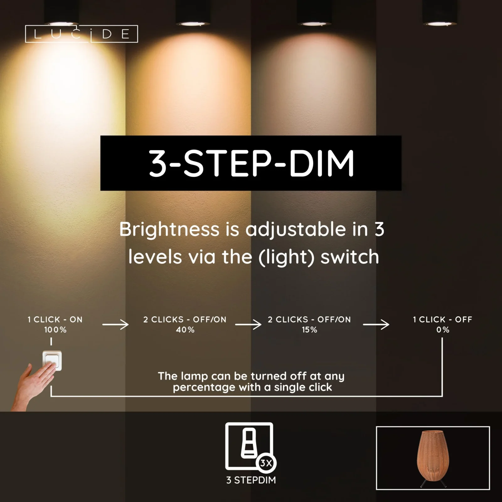Lucide COLIN IP44 - Nabu00edjateu013enu00e1 stolnu00e1 lampa vnu00fatornu00e1/vonkaju0161ia - batu00e9riovu00fd balu00edk - LED 3 StepDim - 1x3W 3000K - IP44 - Natural