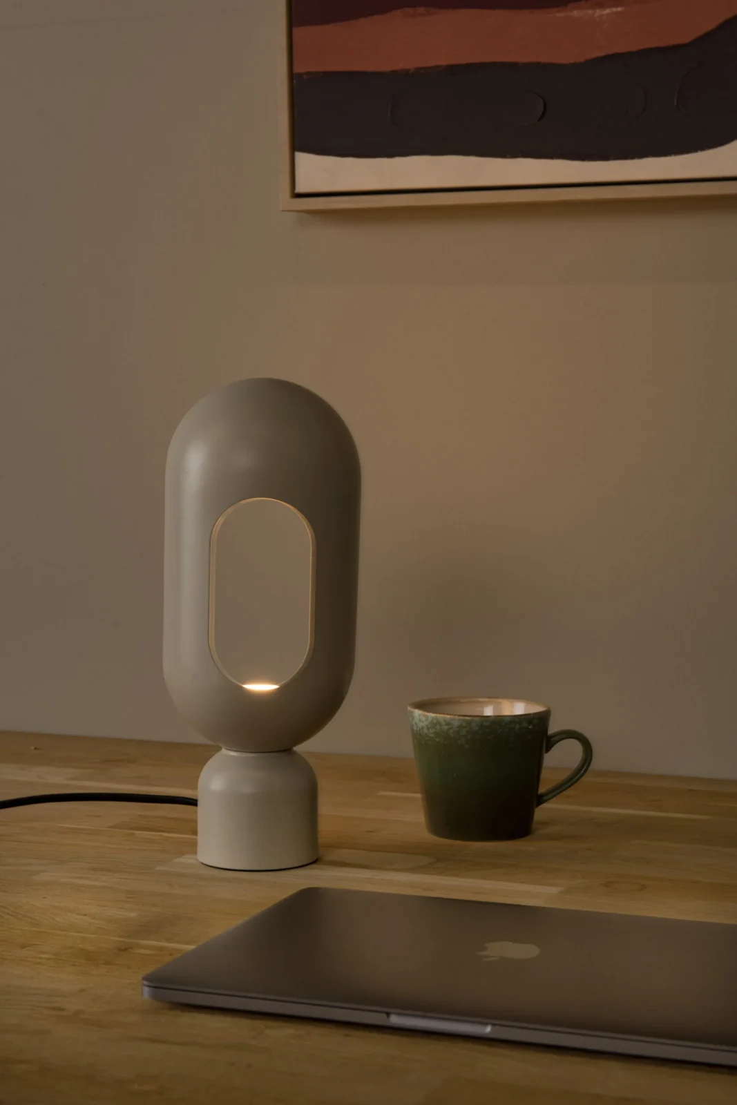 Lucide BARRIS - Stolnu00e1 lampa - 1xE27 - Taupe