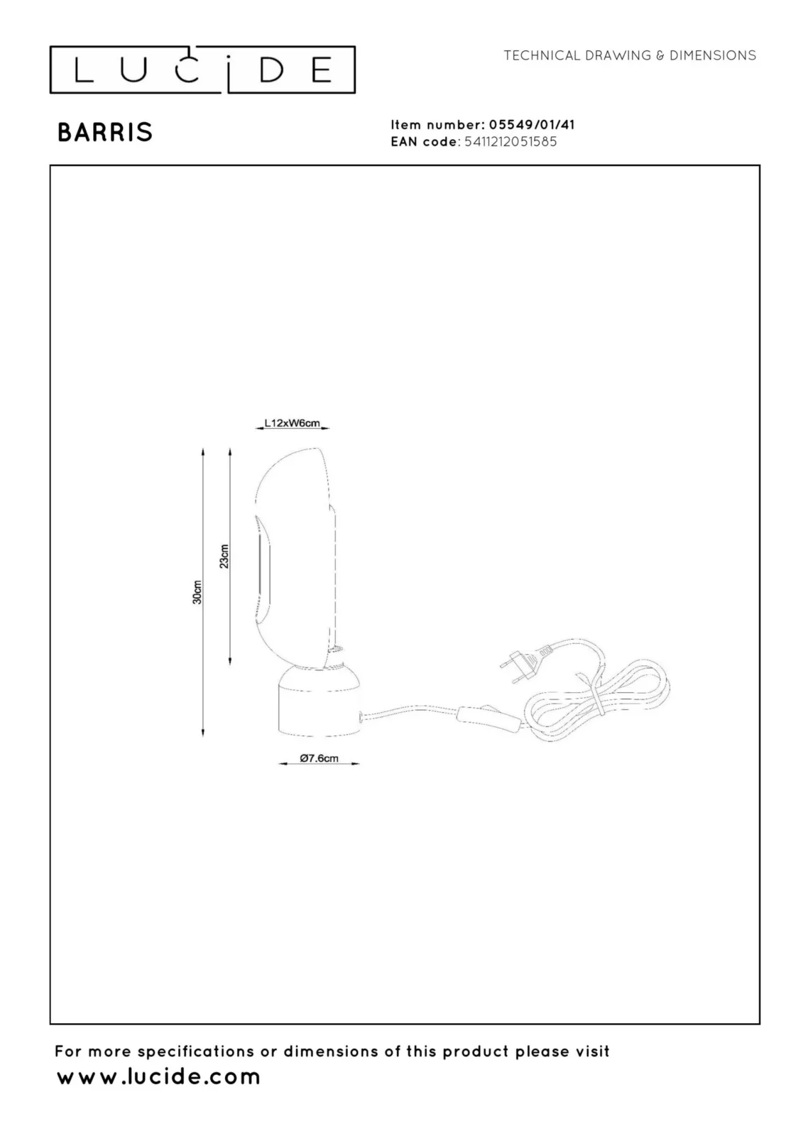 Lucide BARRIS - Stolnu00e1 lampa - 1xE27 - Taupe