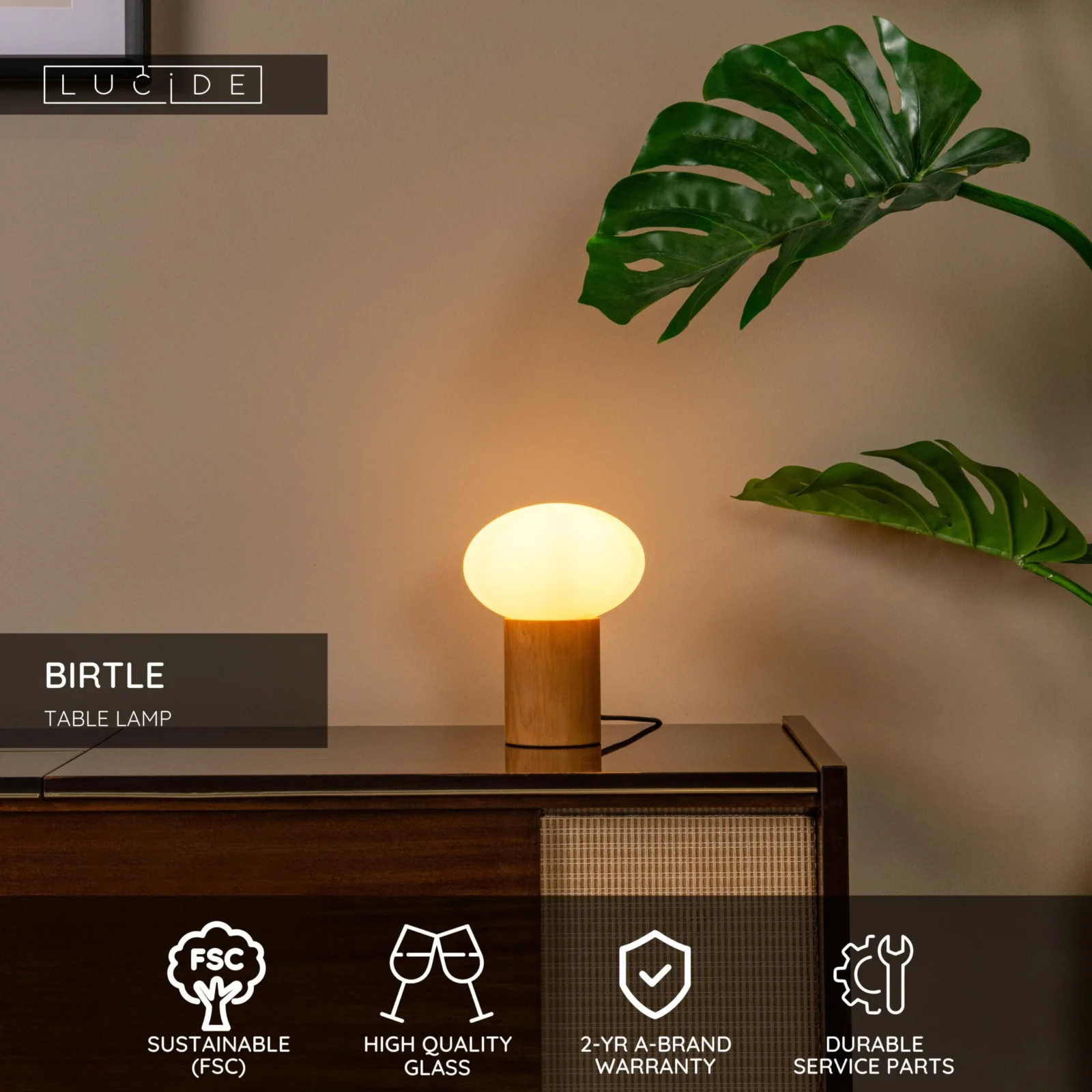 Lucide BIRTLE - Stolnu00e1 lampa - 1xG9 - Opu00e1l