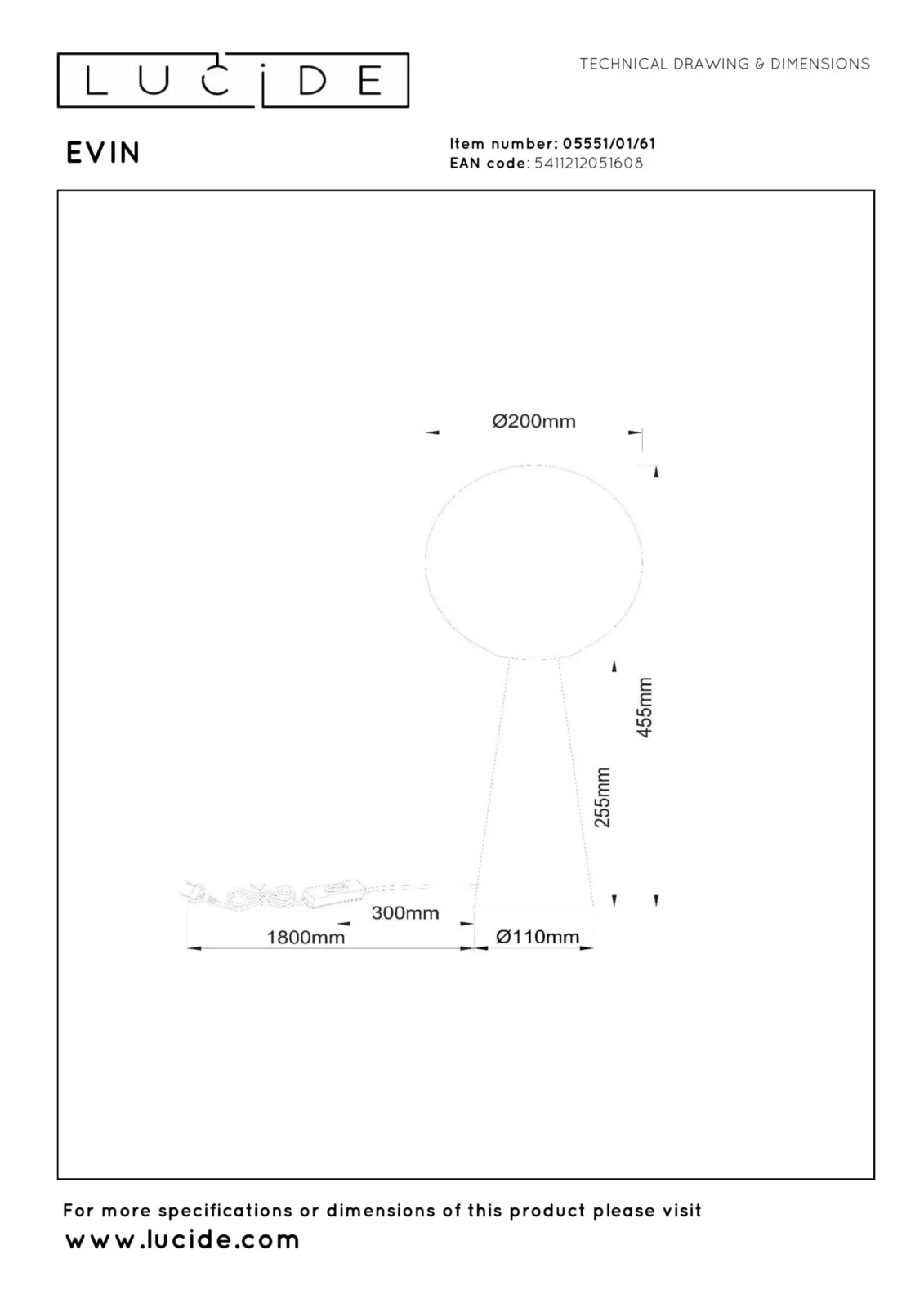 Lucide EVIN - Stolnu00e1 lampa - 1xE27 - Opu00e1l
