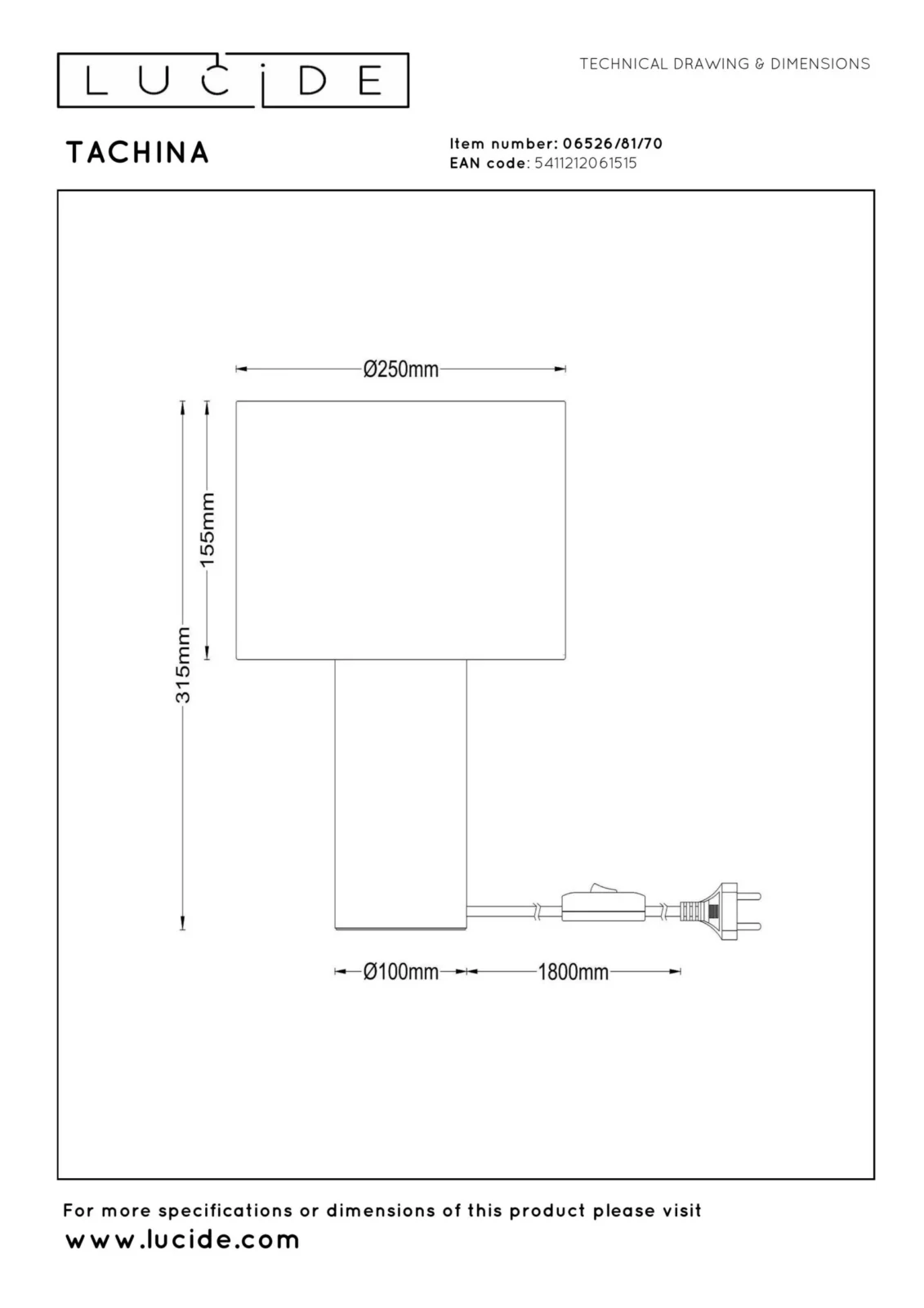 Lucide TACHINA - Stolnu00e1 lampa - 1xE27 - Prirodzenu00e1