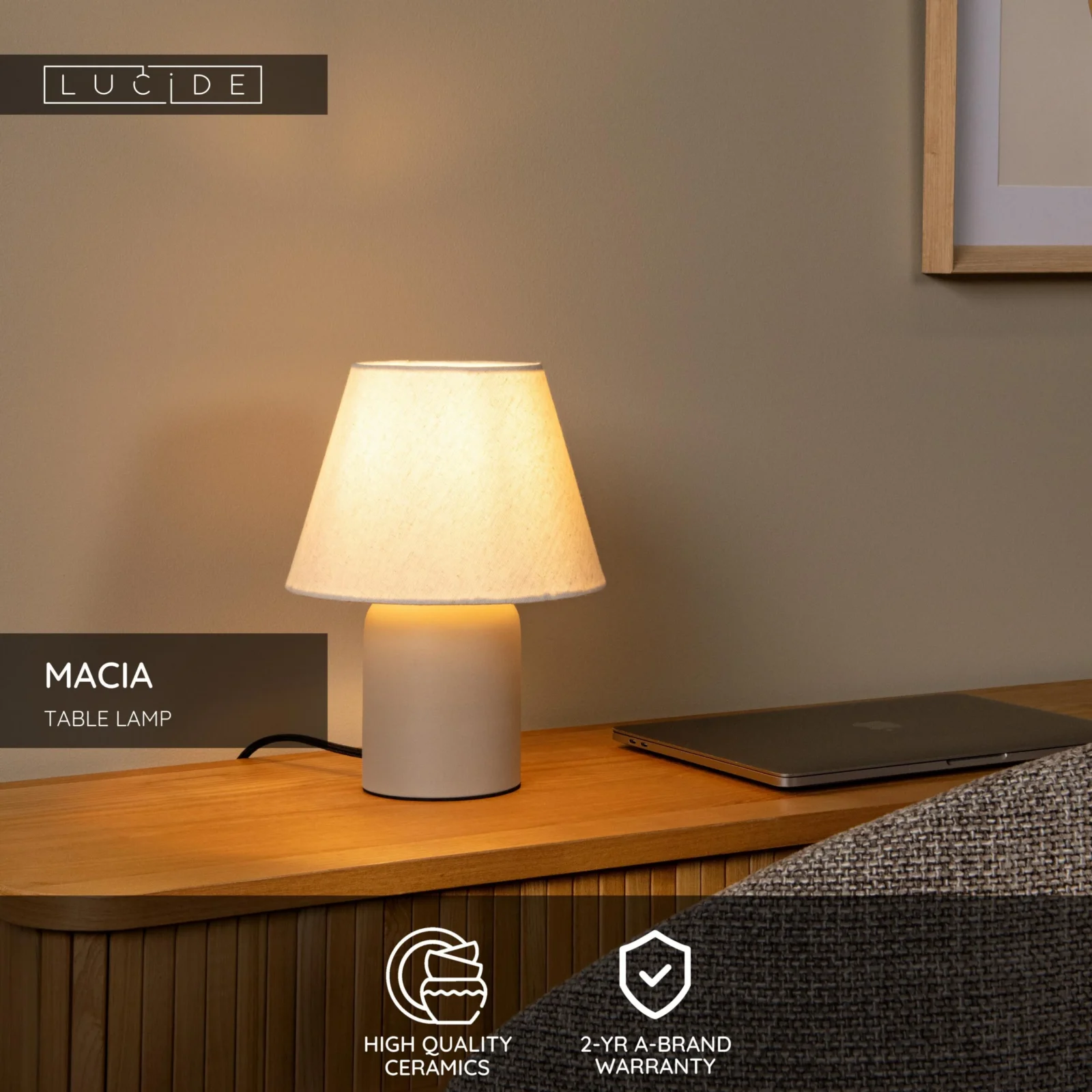 Lucide MACIA - Stolnu00e1 lampa - 1xE14 - Kru00e9movu00e1