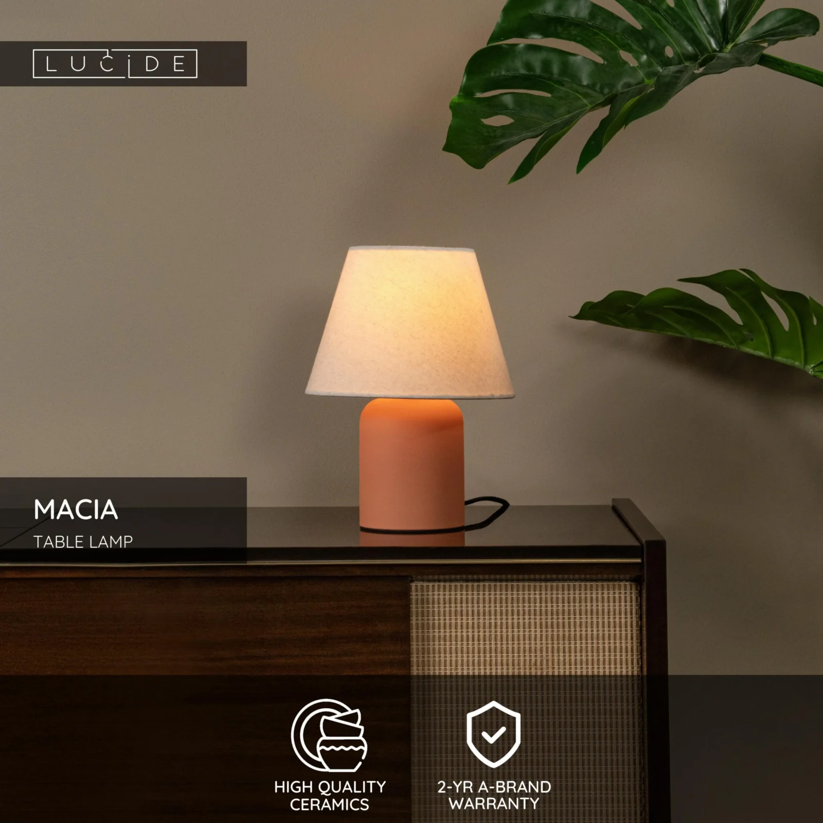 Lucide MACIA - Stolnu00e1 lampa - 1xE14 - Terakota
