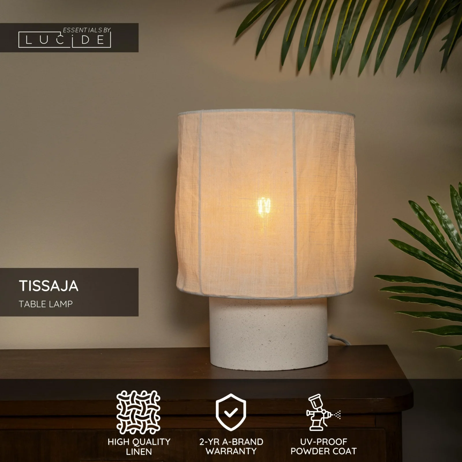 Lucide TISSAJA - Stolnu00e1 lampa - u00d8 20 cm - 1xE14 - biela | Essential
