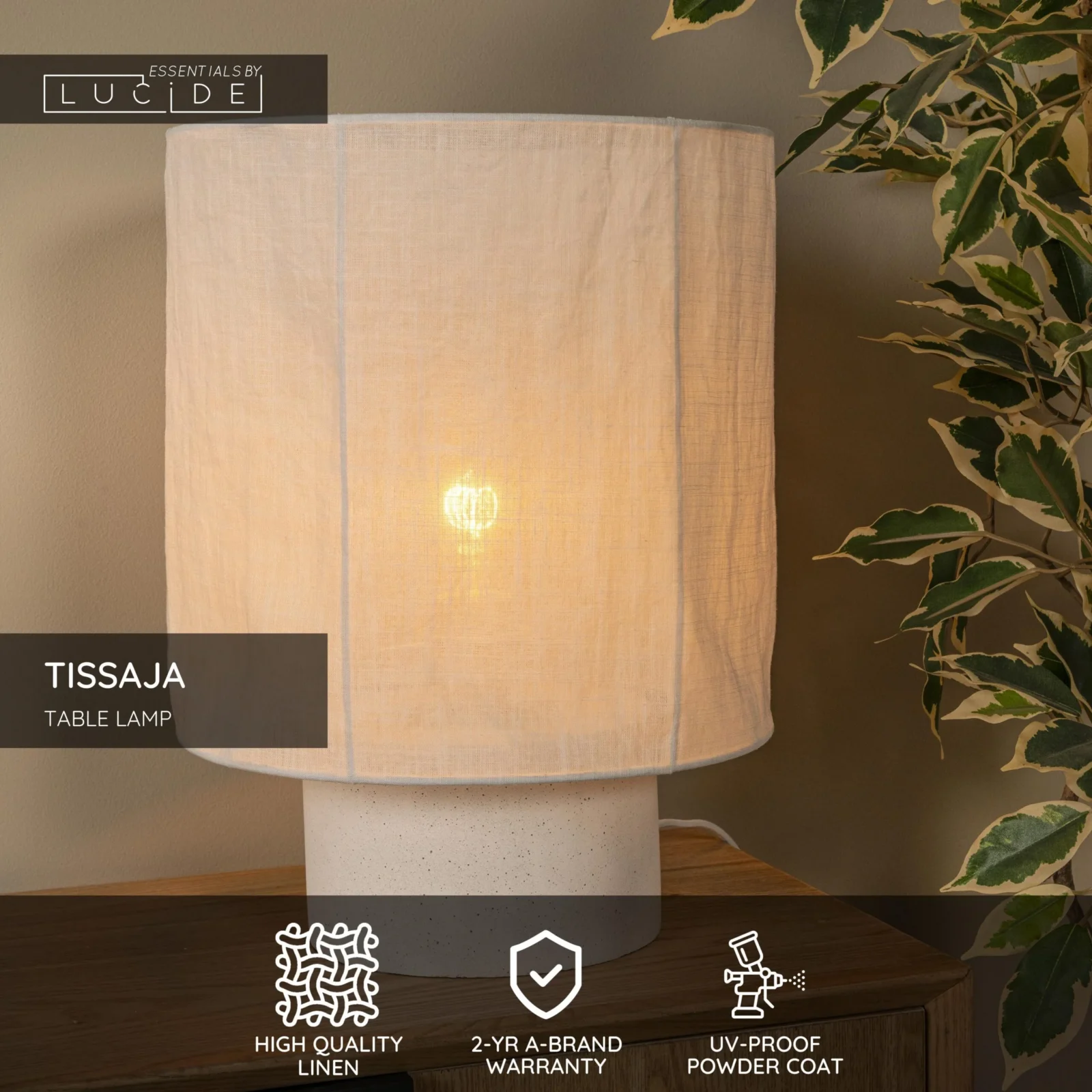Lucide TISSAJA - Stolnu00e1 lampa - u00d8 30 cm - 1xE27 - biela | Essential