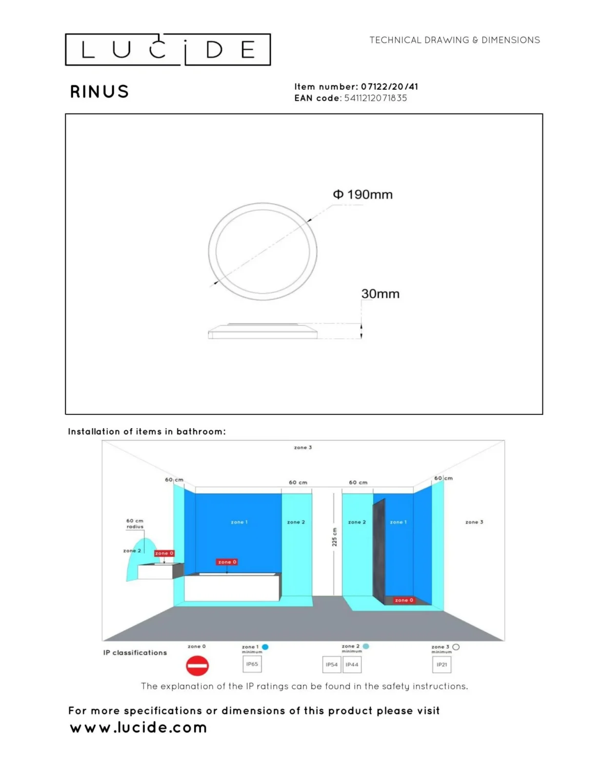 Lucide RINUS - Zapustenu00e9 stropnu00e9 svetlo Ku00fapeu013eu0148a - u00d8 19 cm - LED - CCT - 1x9,5W 2200K/3000K - IP44 - Opu00e1l - Essential