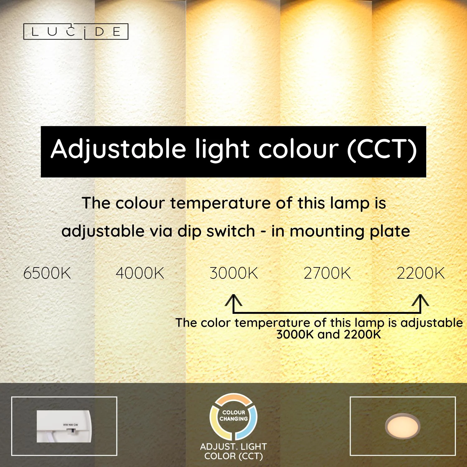 Lucide RINUS - Zapustenu00e9 stropnu00e9 svetlo Ku00fapeu013eu0148a - u00d8 19 cm - LED - CCT - 1x9,5W 2200K/3000K - IP44 - Opu00e1l - Essential