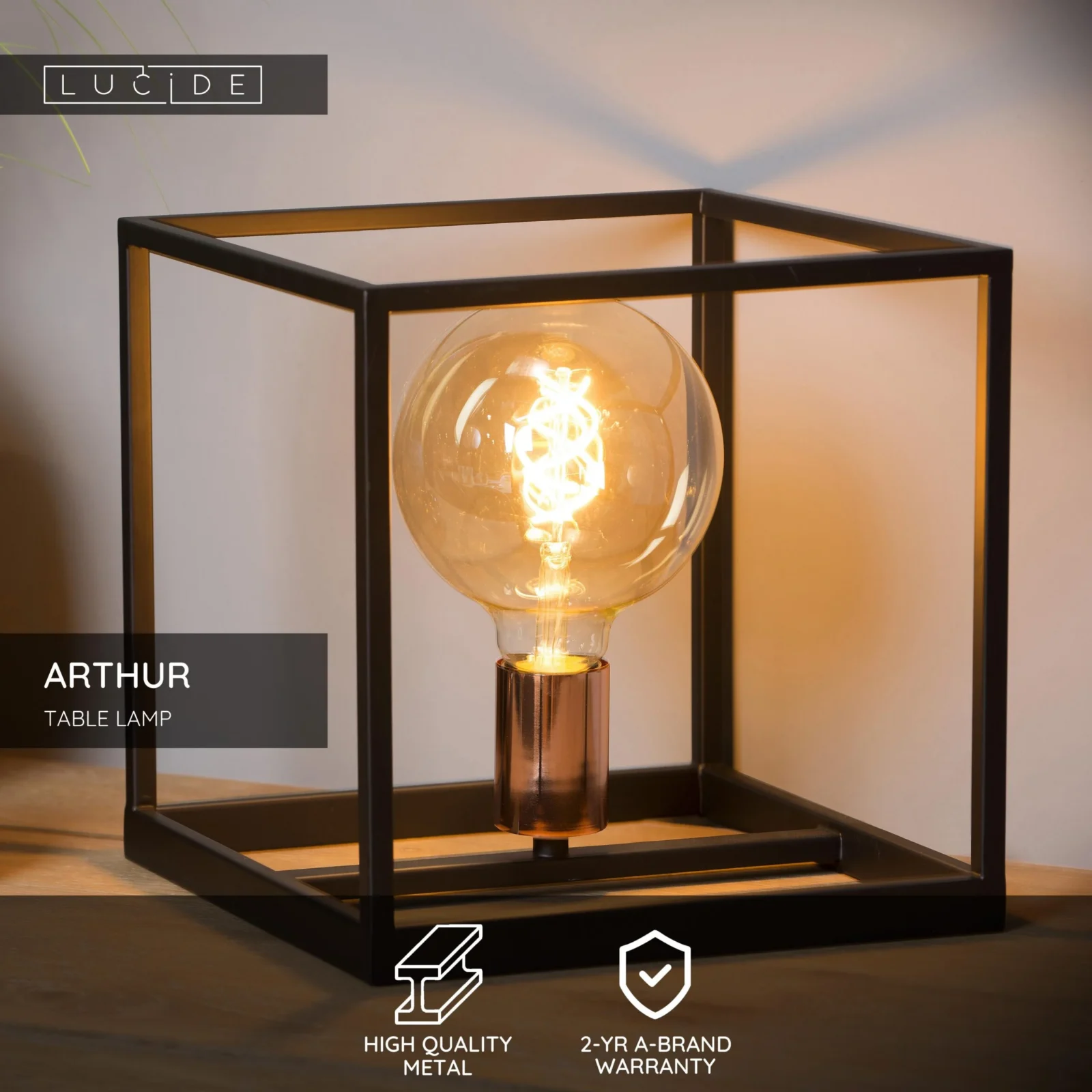 Lucide ARTHUR - Stolnu00e1 lampa - 1xE27 - u010dierna