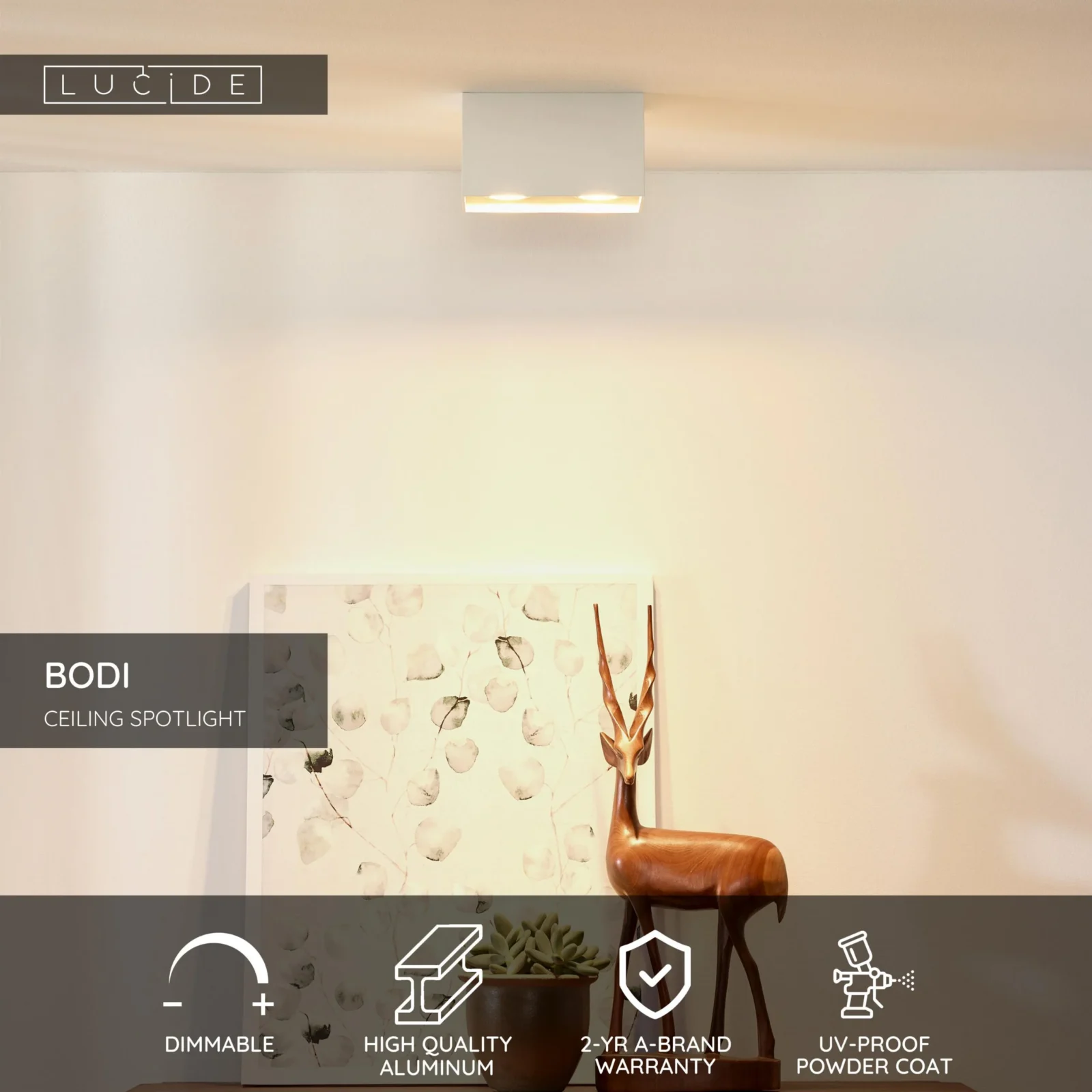 Lucide BODI - Stropnu00e9 reflektory - 2xGU10 - biela