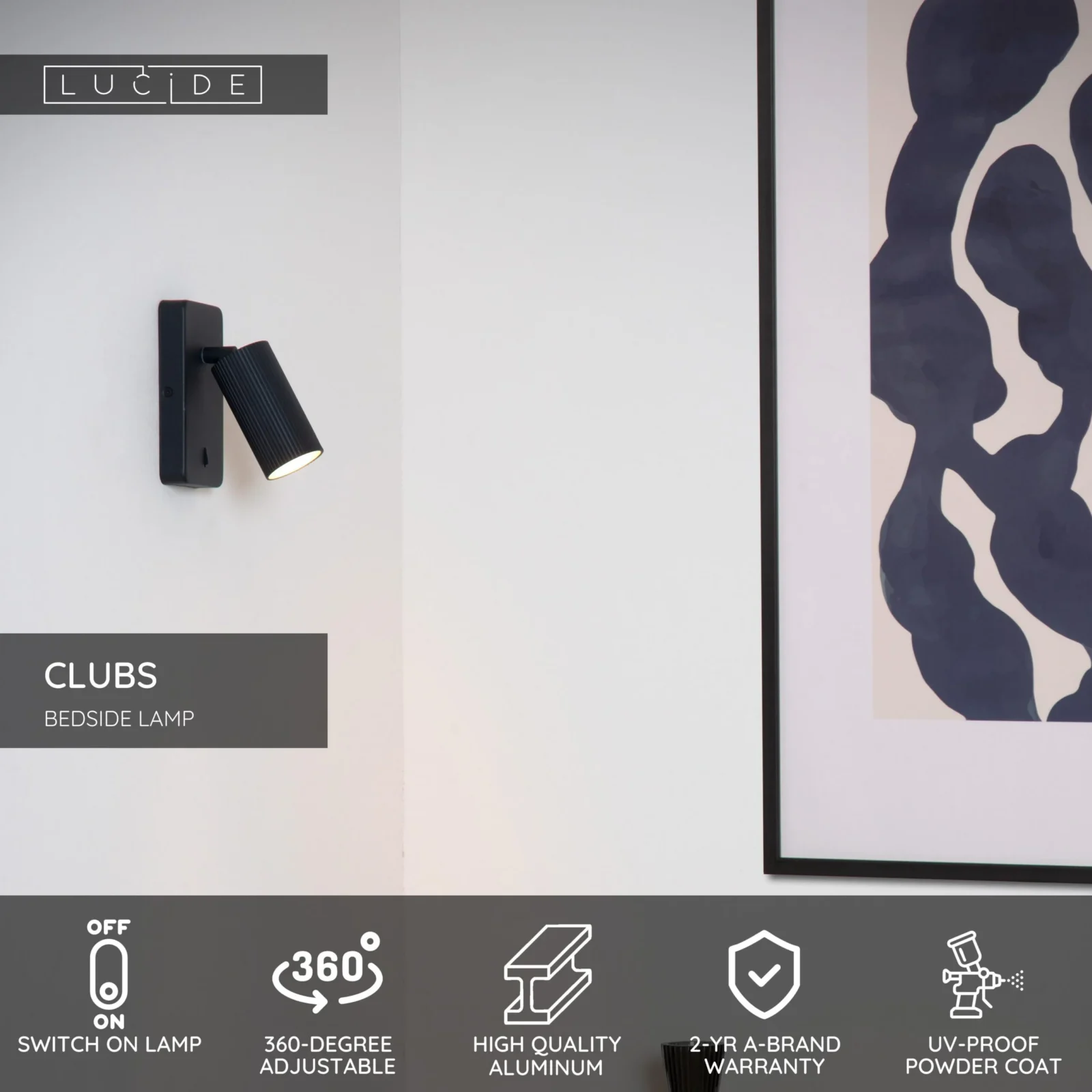 Lucide CLUBS - Lampa pri poste / nu00e1stennu00e9 svetlo - 1xGU10 - u010dierna