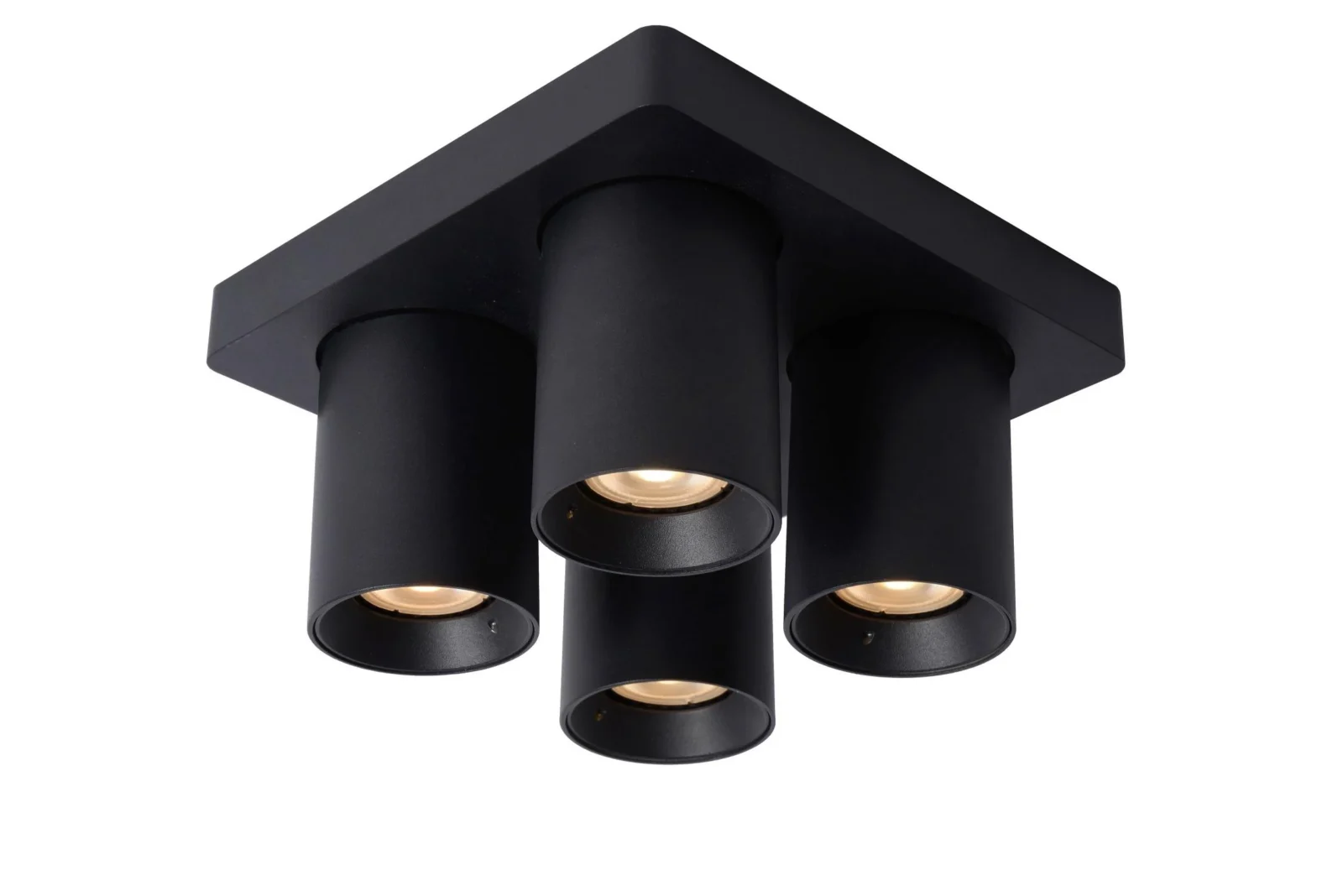 Lucide NIGEL - Stropnu00e9 reflektory - LED Slabu00e9 na teplu00e9 - GU10 - 4x5W 2200K/3000K - u010dierna
