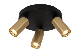 Lucide RITMO - Stropnu00e9 bodovu00e9 svietidlo - u00d8 18 cm - 3xGU10 (MR11) - Matnu00e9 zlato / mosadz