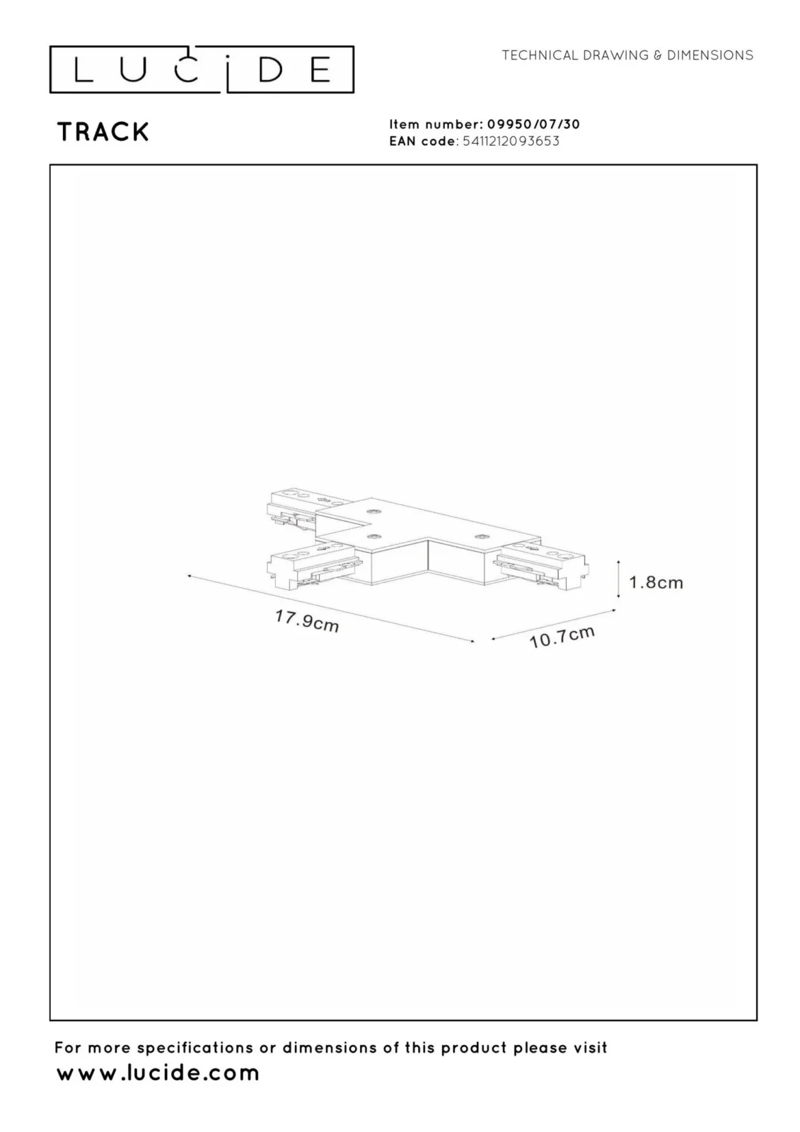 Lucide TRACK T-connector B - 1-okruhovu00fd liu0161tovu00fd systu00e9m osvetlenia - u010dierny (rozu0161u00edrenie)