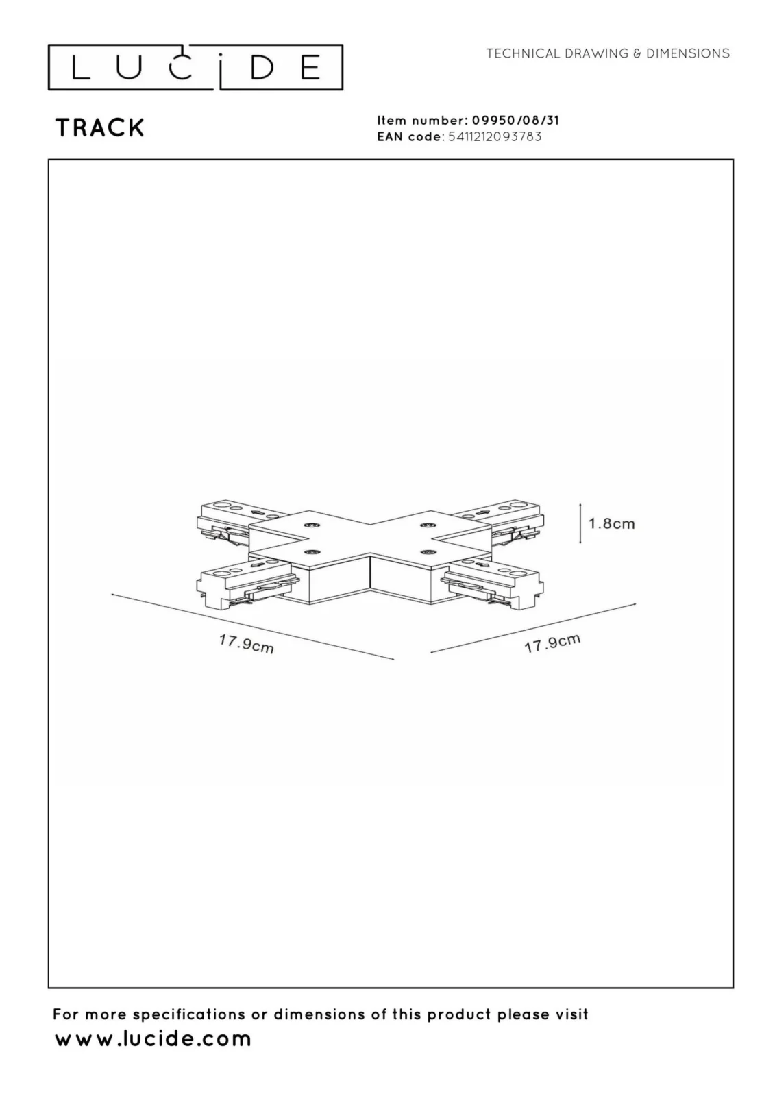 Lucide TRACK X-connector - 1-okruhovu00fd liu0161tovu00fd systu00e9m osvetlenia - biely (rozu0161u00edrenie)
