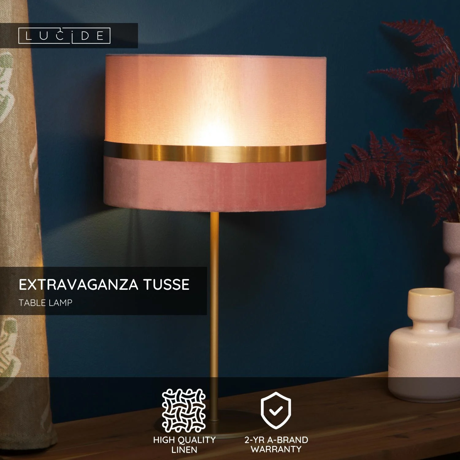 Lucide EXTRAVAGANZA TUSSE - Stolnu00e1 lampa - u00d8 30 cm - 1xE14 - Ruu017eovu00e1