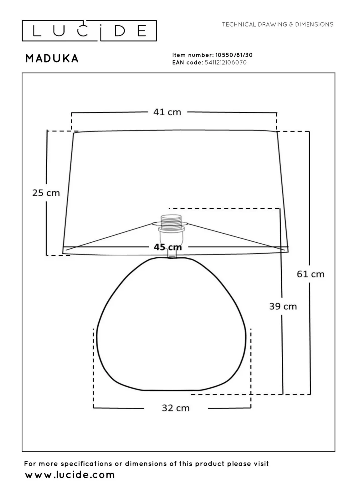Lucide MADUKA - Stolnu00e1 lampa - u00d8 45 cm - 1xE27 - u010cierna | Pru00e9miovu00e9