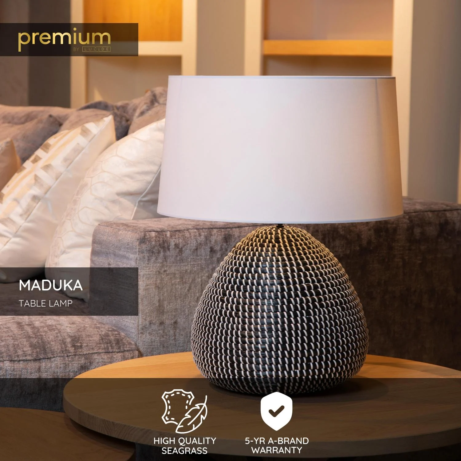 Lucide MADUKA - Stolnu00e1 lampa - u00d8 45 cm - 1xE27 - u010cierna | Pru00e9miovu00e9