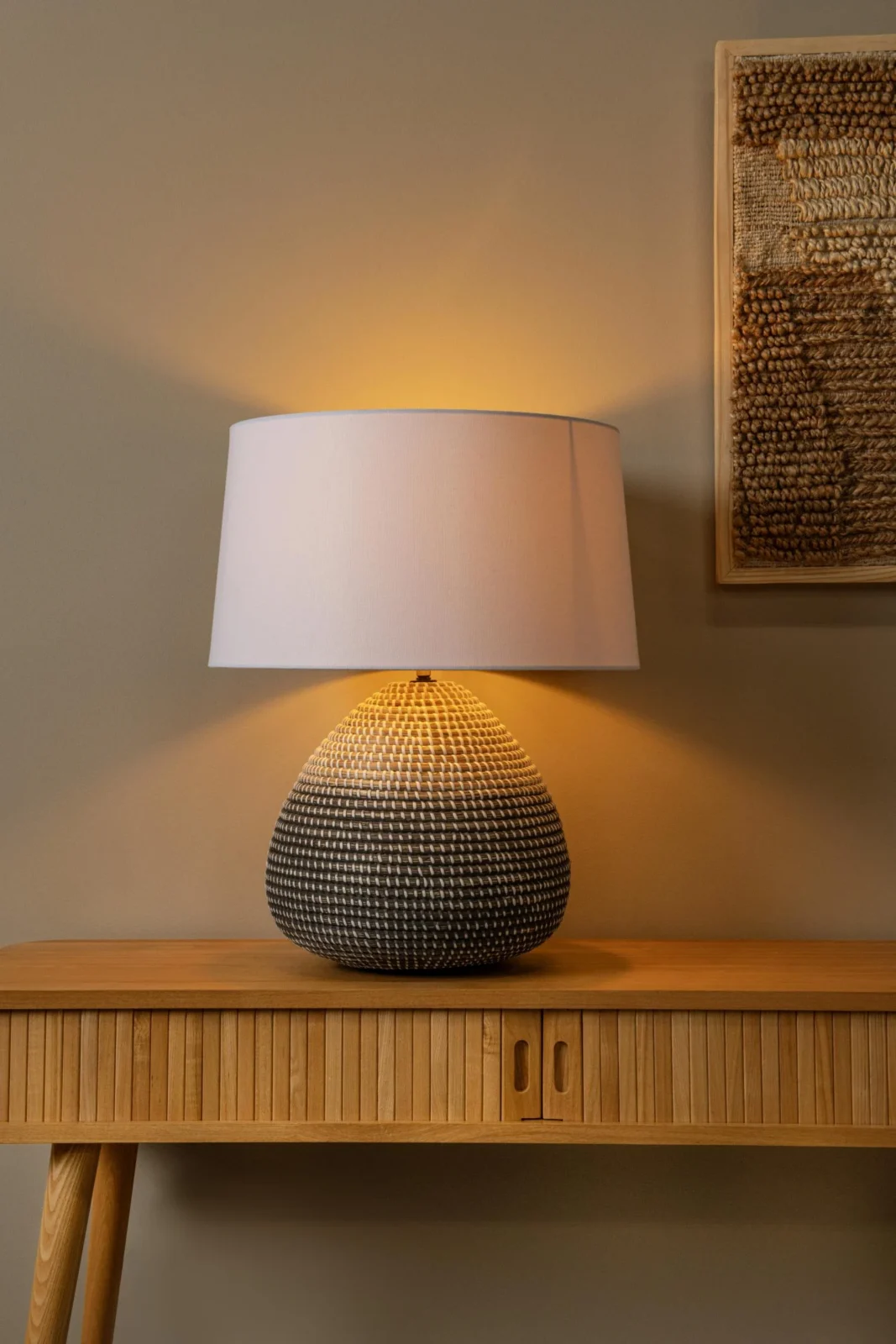 Lucide MADUKA - Stolnu00e1 lampa - u00d8 45 cm - 1xE27 - Prirodzenu00e1 | Pru00e9miovu00e9