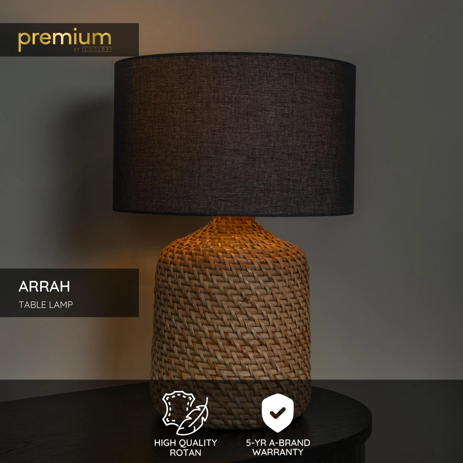 Lucide ARRAH - Stolnu00e1 lampa - u00d8 35 cm - 1xE27 - Prirodzenu00e1 | Pru00e9miovu00e9