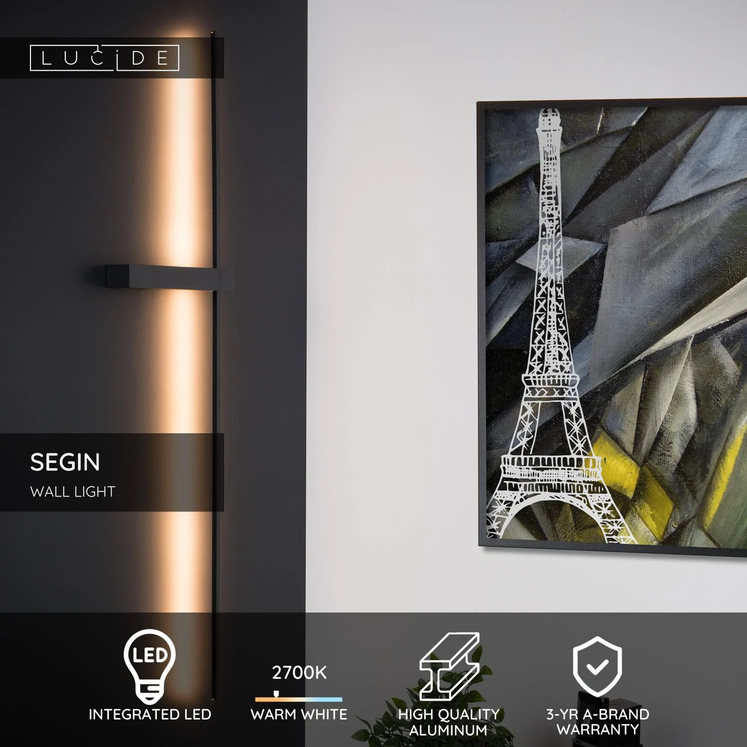 Lucide SEGIN - Nu00e1stennu00e9 svetlo - LED - 1x10W 2700K - u010dierna