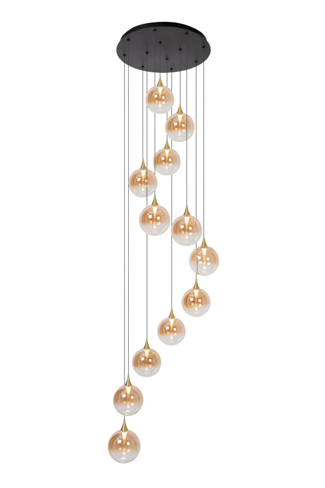 Lucide GISELA - Zu00e1vesnu00e9 svetlo - u00d8 61 cm - LED stmievanu00e9 - 12x3,5W 2700K - Vhodnu00e9 pre dvojvu00fdu0161kovu00e9 priestory a vysoku00fd strop - jantu00e1r | Pru00e9miovu00e9
