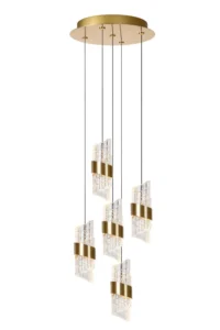 Lucide KLIGANDE - zu00e1vesnu00e9 svetlo - u00d8 30 cm - LED tlmenu00e9. - 5x8W 2700K - Matt Gold / Brass