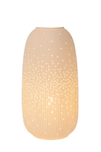 Lucide FLORES - Stolnu00e1 lampa - u00d8 17,5 cm - 1xE14 - biela