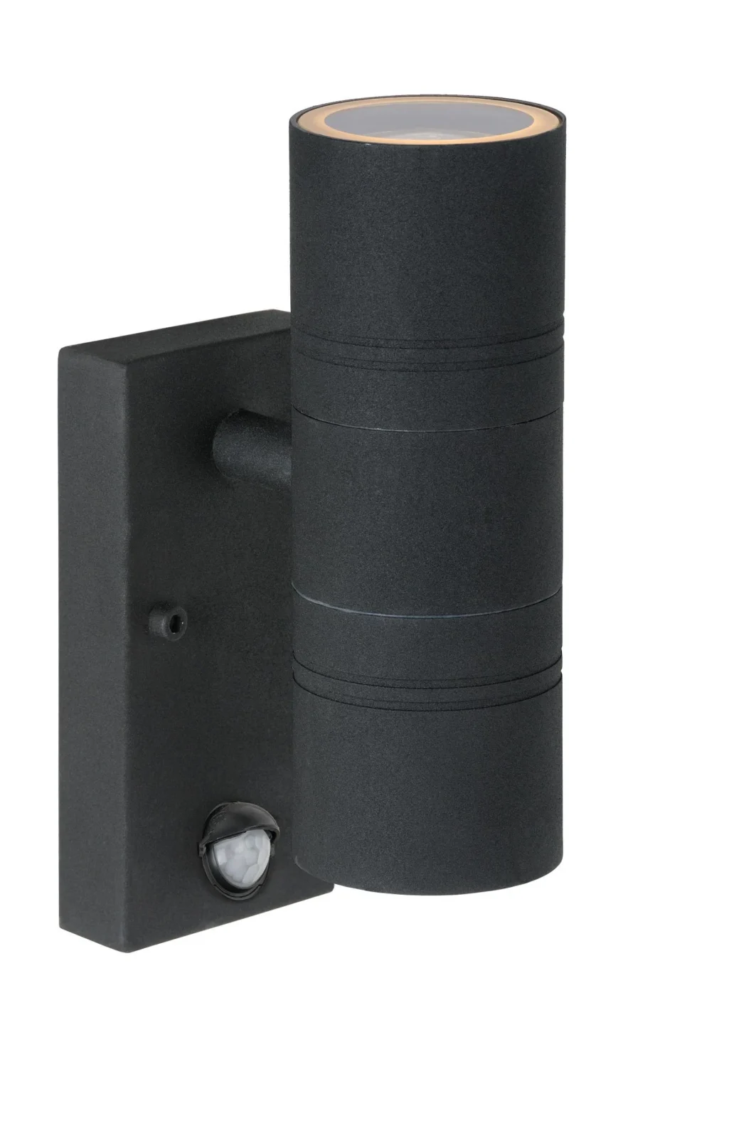 Lucide ARNE-LED IR - Nu00e1stennu00e9 reflektor / nu00e1stennu00e9 svetlo vnu00fatornu00e9/vonkaju0161ie - u00d8 6,3 cm - LED - GU10 - 2x5W, 2700K - IP44 - pohybovu00fd a dennu00fd/nou010dnu00fd senzor - u010dierny