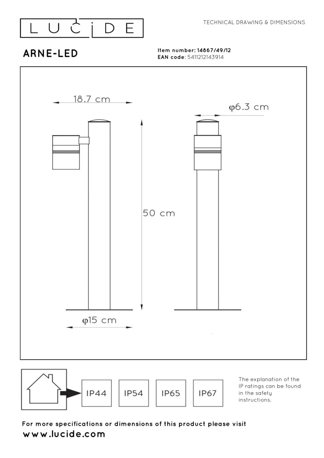 Lucide ARNE-LED - Stu013apikovu00e9 svetlo - u00d8 6,3 cm - LED - GU10 - 1x5W 2700K - IP44 - Satin Chrome