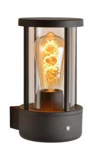 Lucide LORI - Nu00e1stennu00e9 svetlo vnu00fatornu00e9/vonkaju0161ie - u00d8 12 cm - 1xE27 - IP44 - Senzor du0148a/noci - Antracit