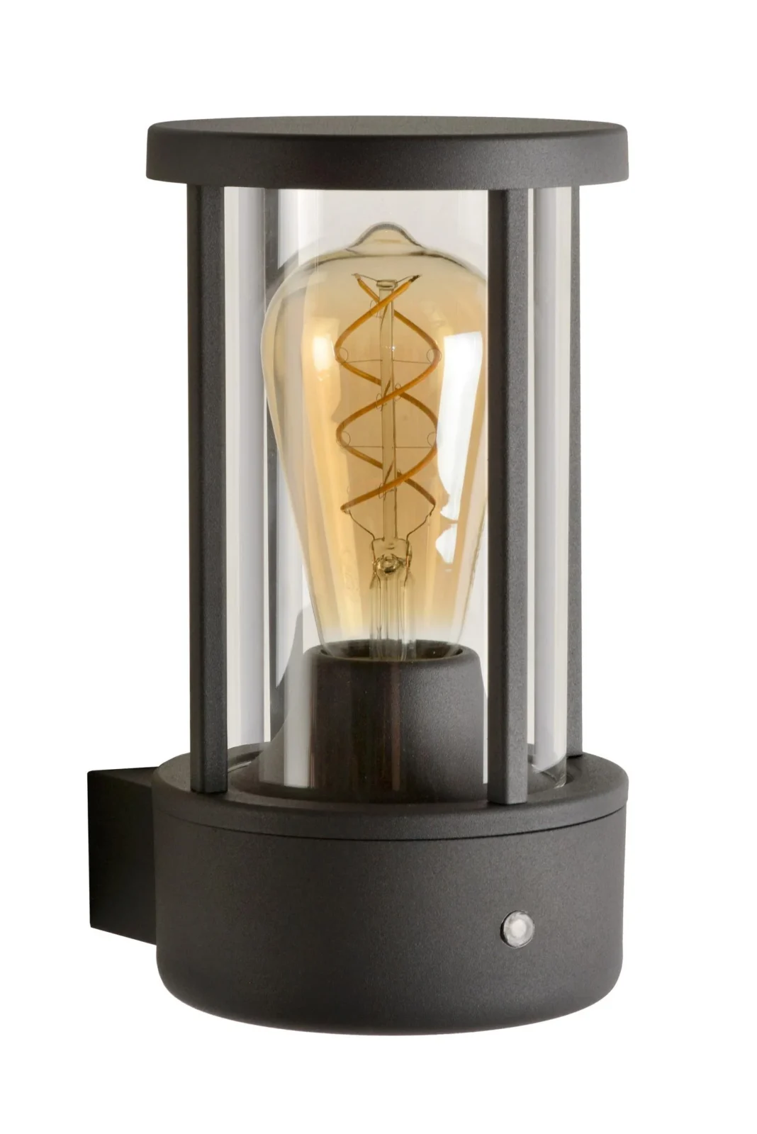 Lucide LORI - Nu00e1stennu00e9 svetlo vnu00fatornu00e9/vonkaju0161ie - u00d8 12 cm - 1xE27 - IP44 - Senzor du0148a/noci - Antracit