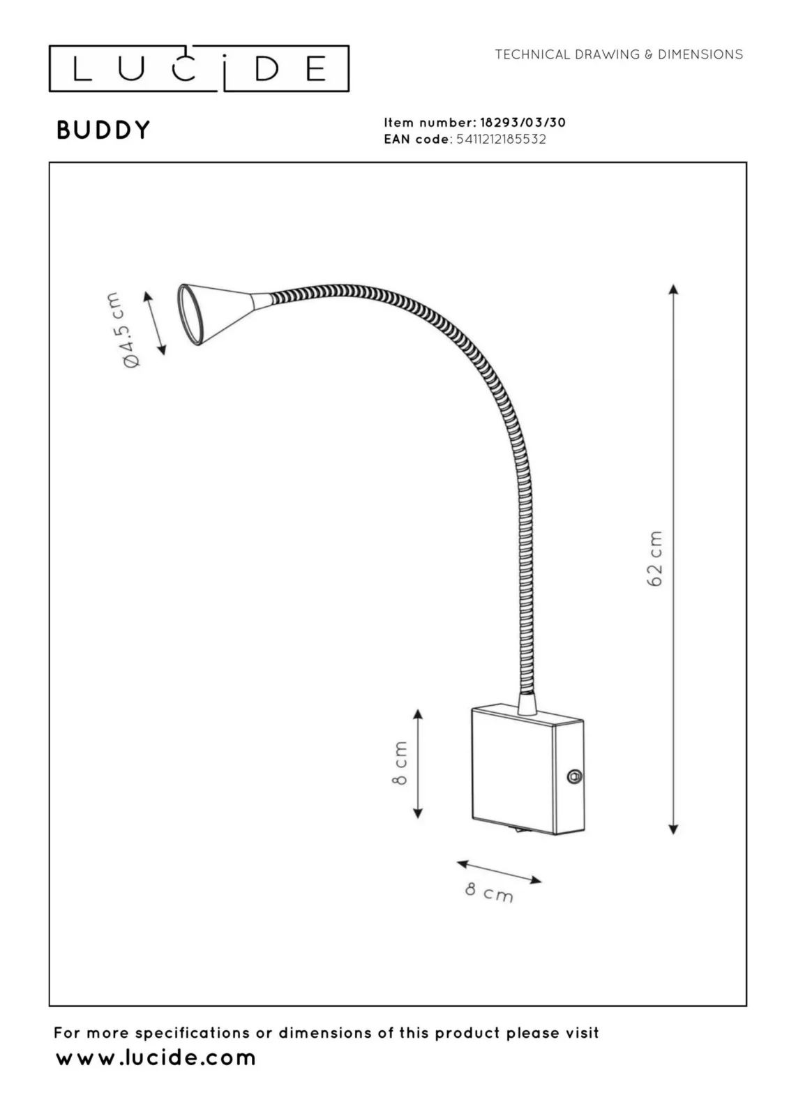 Lucide BUDDY - Lampa pri poste / nu00e1stennu00e9 svetlo - LED - 1x4W 4000K - u010dierna
