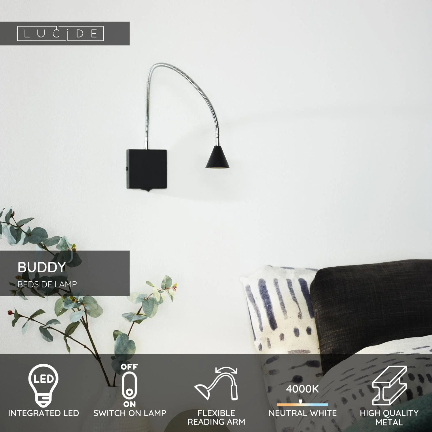Lucide BUDDY - Lampa pri poste / nu00e1stennu00e9 svetlo - LED - 1x4W 4000K - u010dierna