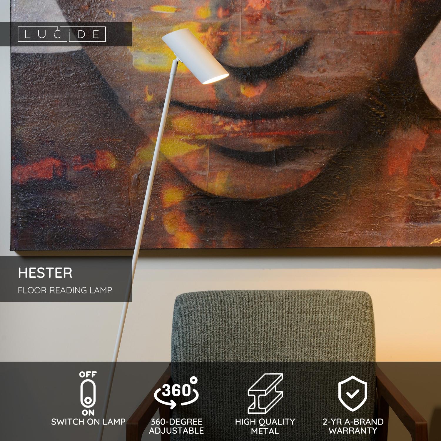 Lucide HESTER - Podlahovu00e1 u010du00edtacia lampa - 1xGU10 - Biela