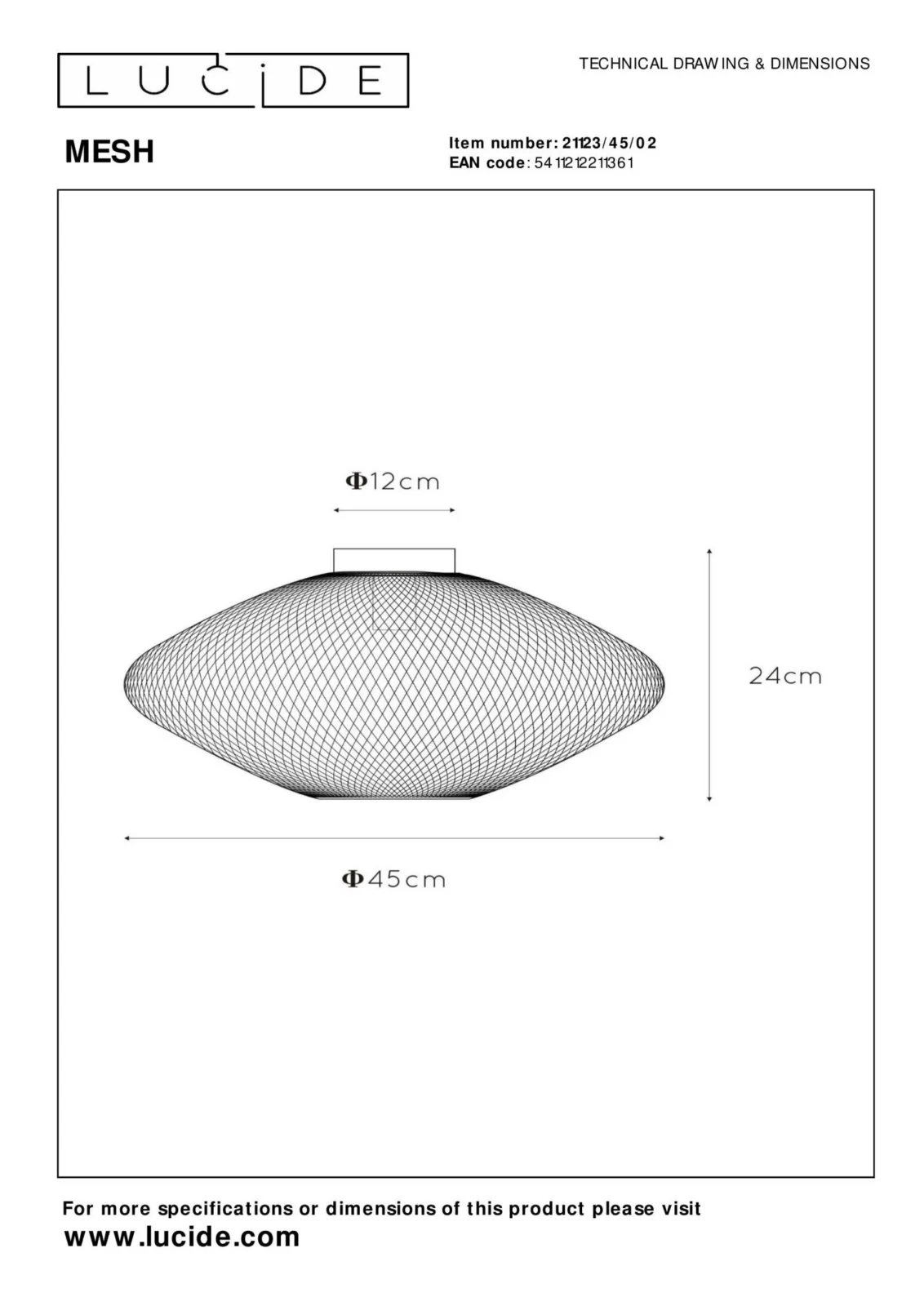 Lucide MESH - Zapustenu00e9 stropnu00e9 svetlo - u00d8 45 cm - 1xE27 - Matt Gold / Brass