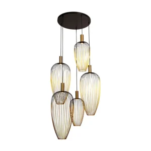Lucide AURELIE - Pendant light - 5xGU10 (MR11) - Suitable for double-height spaces and high ceiling - Gold | Vibes