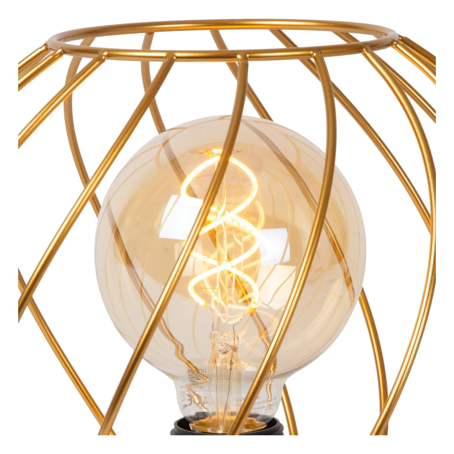 Lucide DANZA - Stolnu00e1 lampa - u00d8 25 cm - 1xE27 - Matnu00fd zlato / mosadz