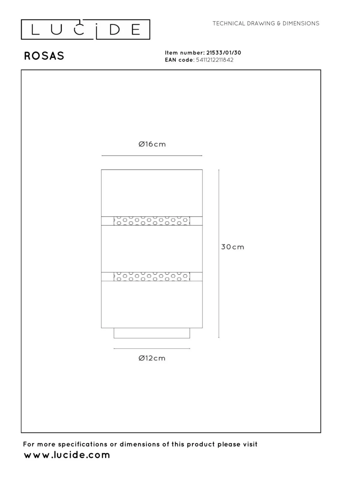 Lucide ROSAS - Stolnu00e1 lampa - u00d8 16 cm - 1xE27 - u010dierna