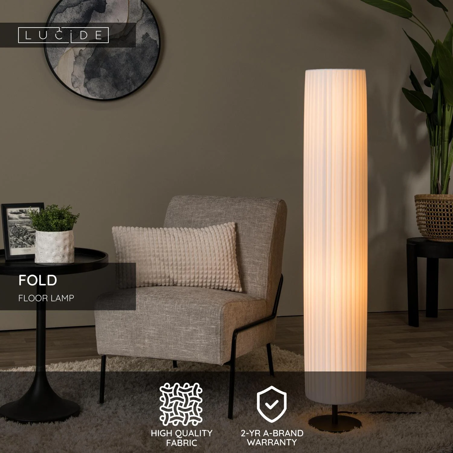 Lucide FOLD - Stojacia lampa - u00d8 20 cm - 2xE27 - biela