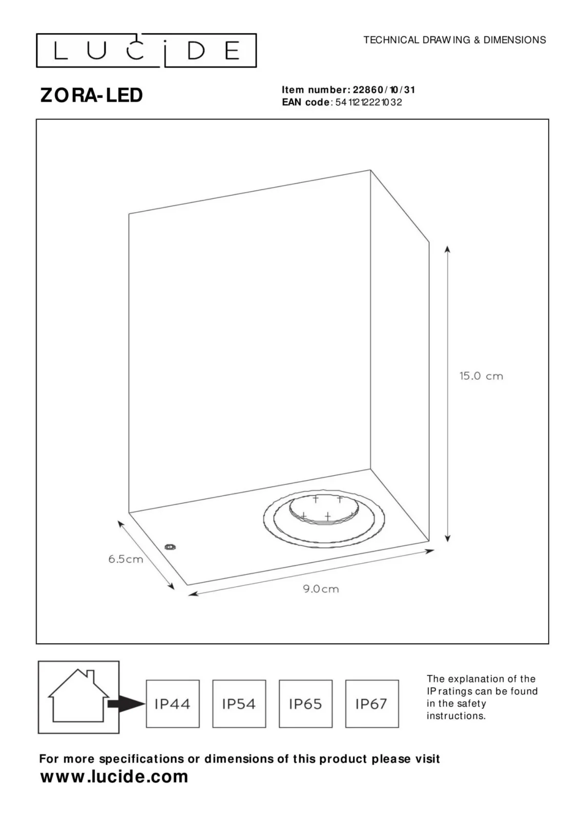 Lucide ZORA-LED - Nu00e1stennu00e9 reflektor / Nu00e1stennu00e9 svetlo Vnu00fatornu00e9/Vonkaju0161ie - LED stmenu00e9. - GU10 - 2x5W 3000K - IP44 - biela